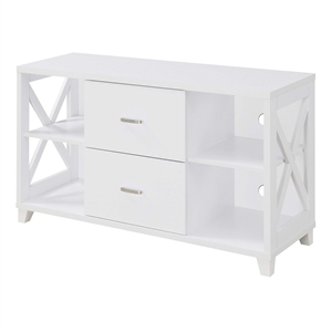 Convenience Concepts Oxford Deluxe 47&quot TV Stand with Two Drawers in White Wood