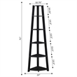 Convenience Concepts Newport Five-Tier Corner Bookcase in Black Wood Finish