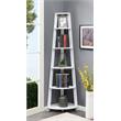 Convenience Concepts Newport Five-Tier Corner Bookcase in White Wood Finish