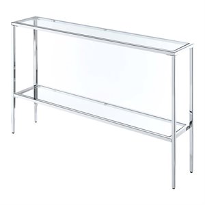 convenience concepts nadia chrome metal console table with glass shelves