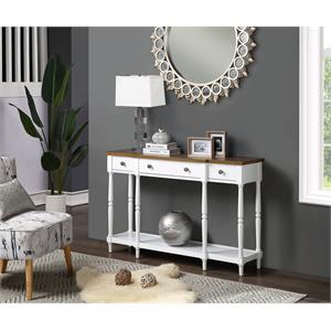 convenience concepts driftwood cheyenne console table in white wood finish