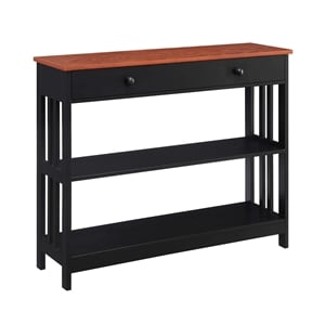 Convenience Concept Cherry Mission 1 Drawer Console Table in Black Wood Finish
