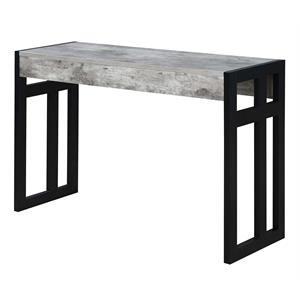 convenience concepts monterey console table in black wood and faux birch finish