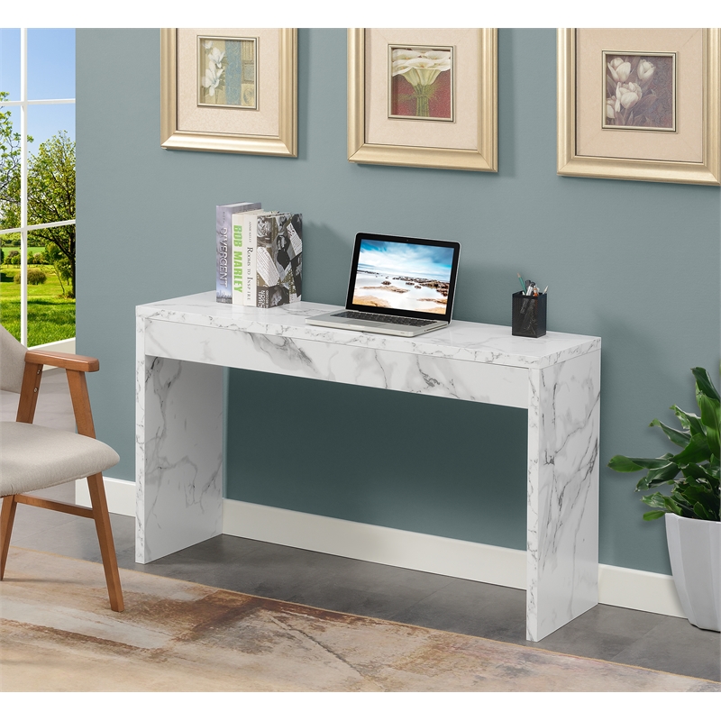 Convenience Concepts White Faux Marble Northfield Wood Hall Console ...