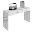 Convenience Concepts White Faux Marble Northfield Wood Hall Console Table