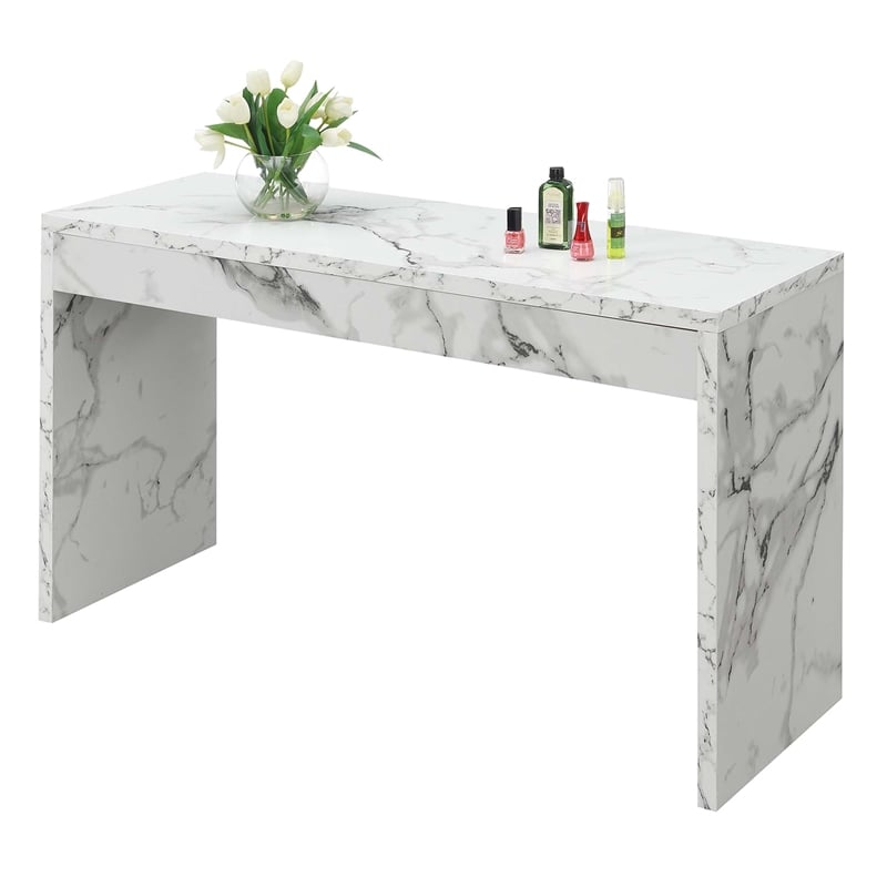 Convenience Concepts White Faux Marble Northfield Wood Hall Console Table