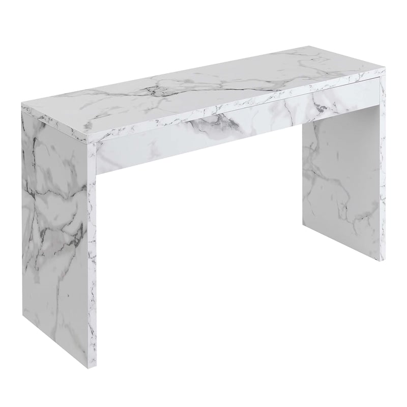Convenience Concepts White Faux Marble Northfield Wood Hall Console Table