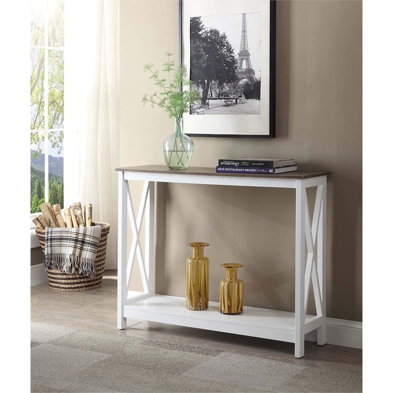 Convenience Concepts Driftwood Oxford Console Table in White Wood Finish