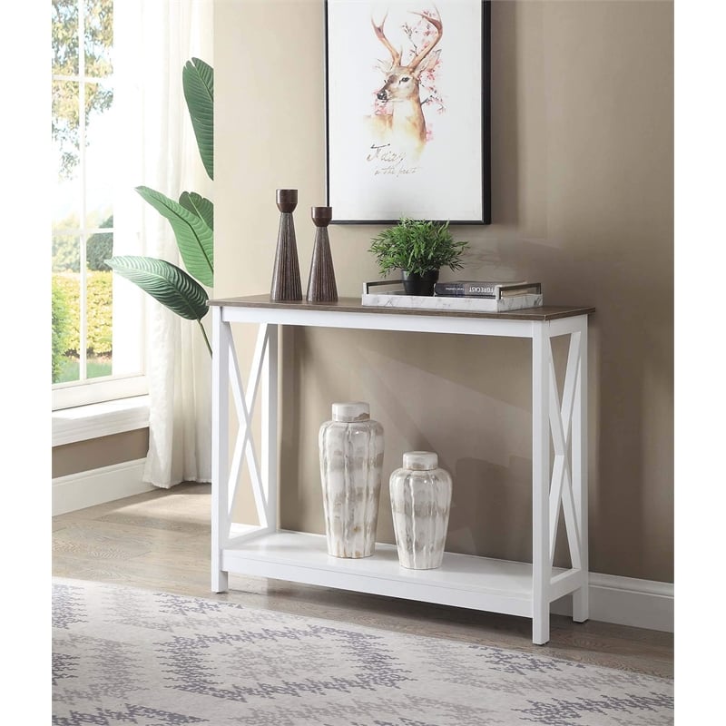 Convenience Concepts Driftwood Oxford Console Table in White Wood Finish