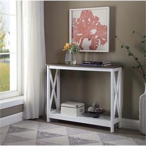 convenience concepts driftwood oxford console table in white wood finish