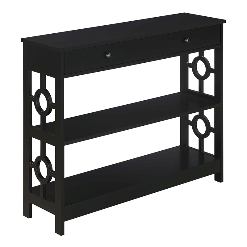 Convenience Concepts Ring 1 Drawer Console Table in Black Wood Finish