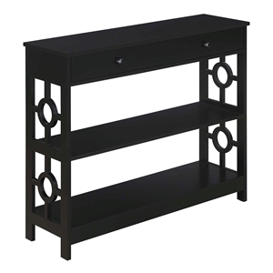 convenience concepts ring 1 drawer console table in black wood finish