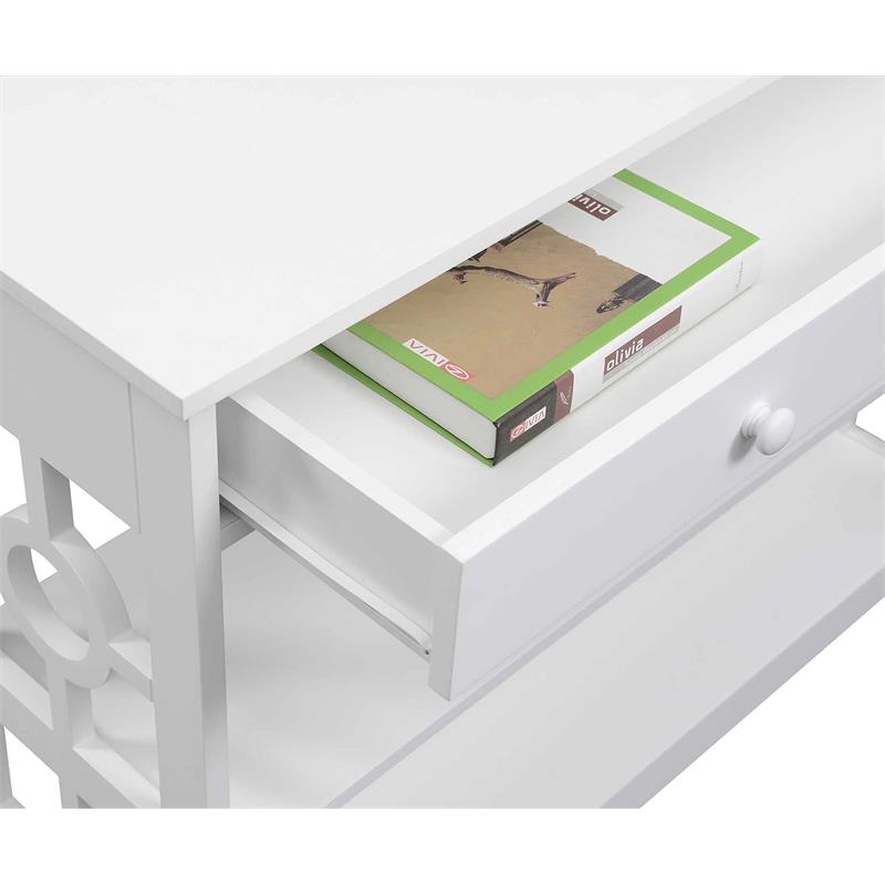 Convenience Concepts Ring 1 Drawer Console Table in White Wood Finish
