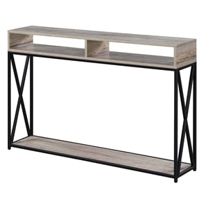 Convenience Concepts Tucson Deluxe 2 Tier Console Table in Brown Wood Finish
