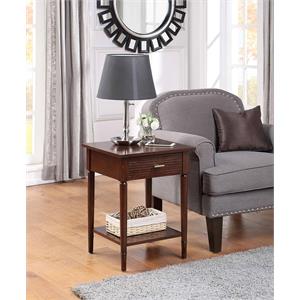convenience concepts amy end table in espresso wood finish with drawer and shelf