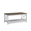 Oxford Coffee Table with Shelf In White/Driftwood Brown Wood Finish