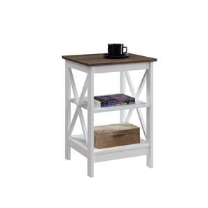 convenience concepts oxford end table in white and driftwood brown wood finish