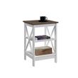 Convenience Concepts Oxford End Table in White and Driftwood Brown Wood Finish