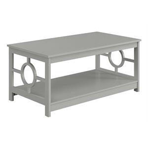 convenience concepts ring coffee table in gray wood finish with lower shelf