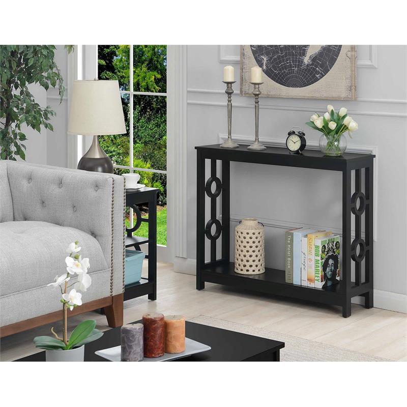 Convenience Concepts Contemporary Ring Console Table in Black Wood Finish