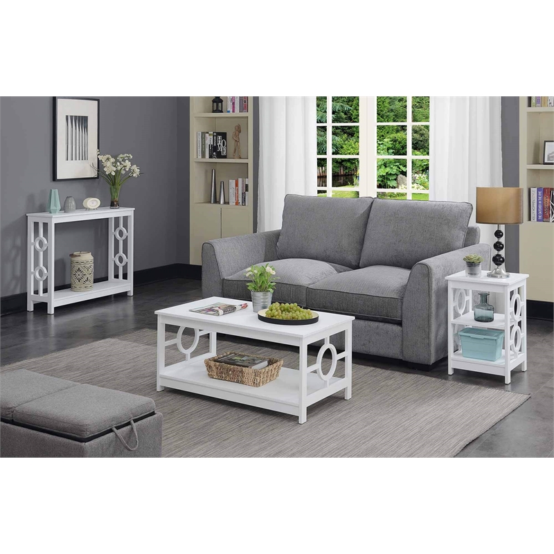 Convenience Concepts Ring Console Table in White Wood Finish