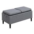 Designs4Comfort Magnolia Storage Ottoman with Trays Gray Fabric/Wood Legs
