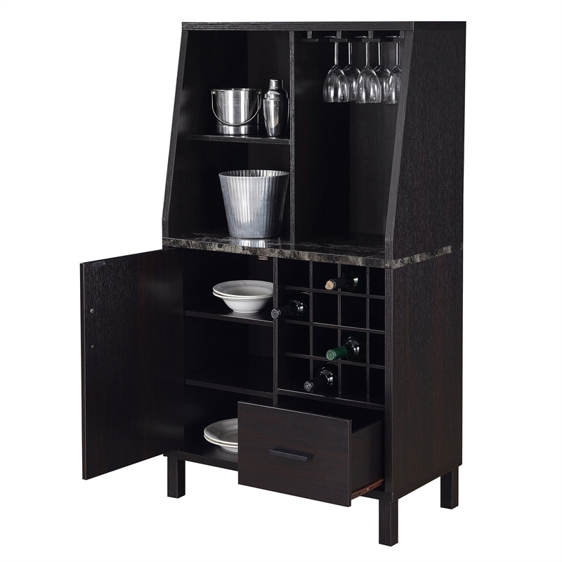 Convenience Concepts Newport Wine Storage Bar in Espresso Wood Finish