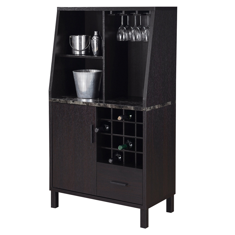 Convenience Concepts Newport Wine Storage Bar in Espresso Wood Finish