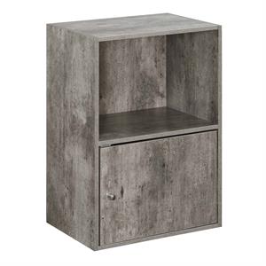 convenience concepts xtra storage 1 door cabinet in gray faux birch wood finish