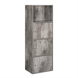 convenience concepts xtra storage 3 door cabinet in gray faux birch wood finish