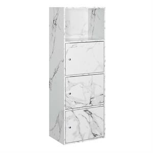 xtra storage 3 door cabinet in white faux marble wood finish