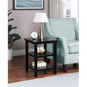 Convenience Concepts Tribeca Square End 3 Tier Table in Black Wood Finish