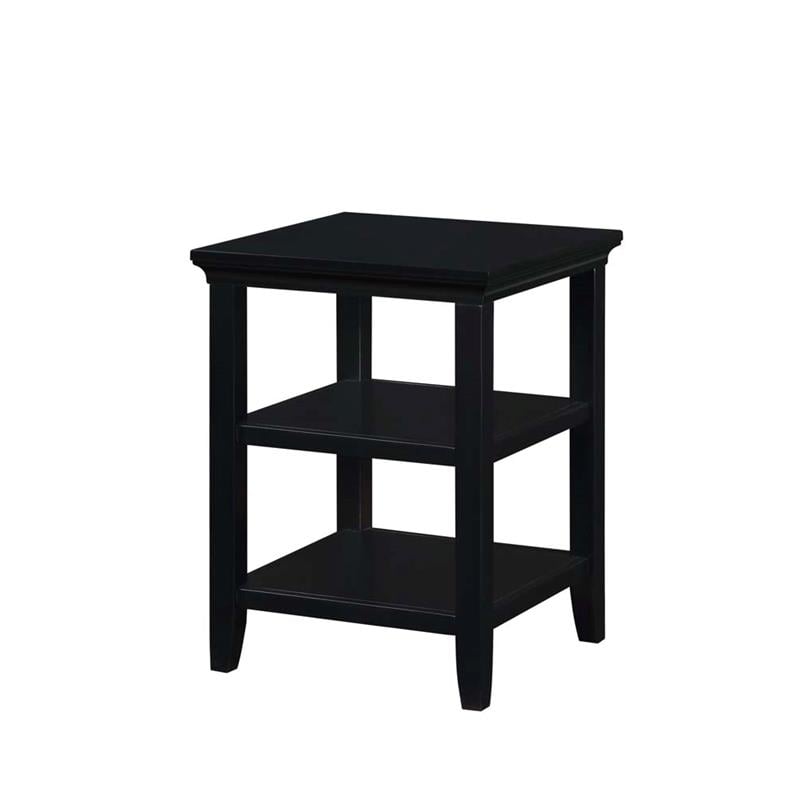 Convenience Concepts Tribeca Square End 3 Tier Table in Black Wood Finish