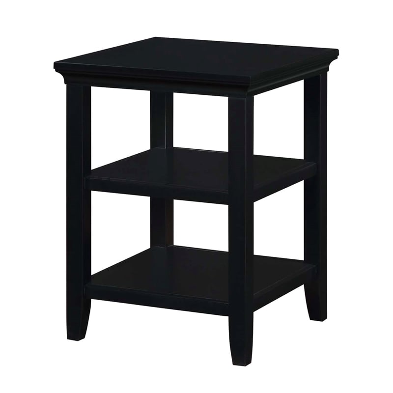 Convenience Concepts Tribeca Square End 3 Tier Table in Black Wood Finish