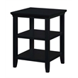 Convenience Concepts Tribeca Square End 3 Tier Table in Black Wood Finish
