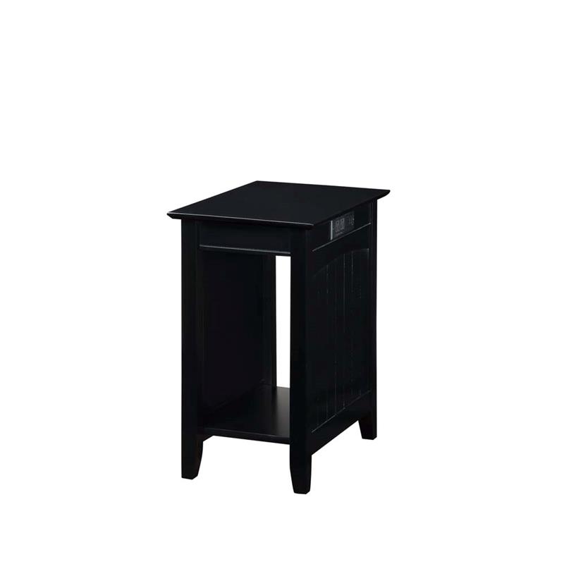 Convenience Concepts Edison End Table with Charging Station in Black Wood Finish