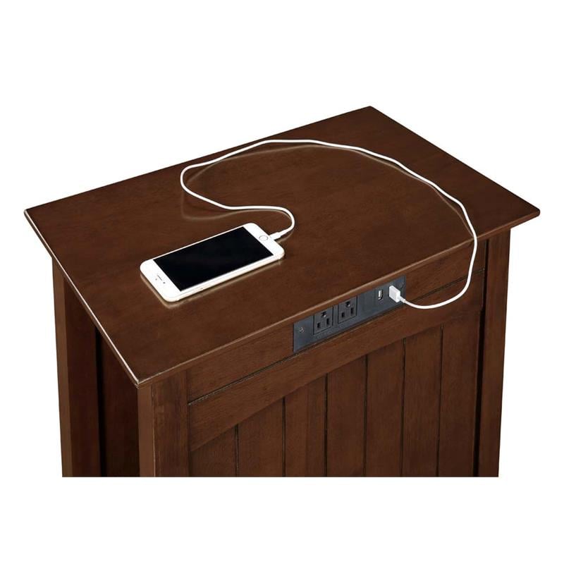 Convenience Concepts Edison End Table with Charging Station Espresso Wood Finish