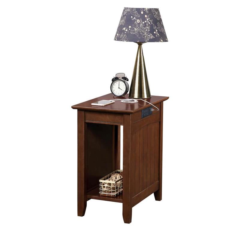 Convenience Concepts Edison End Table with Charging Station Espresso Wood Finish