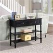 Convenience Concepts Country Oxford 2 Drawer Console Table in Black Wood Finish