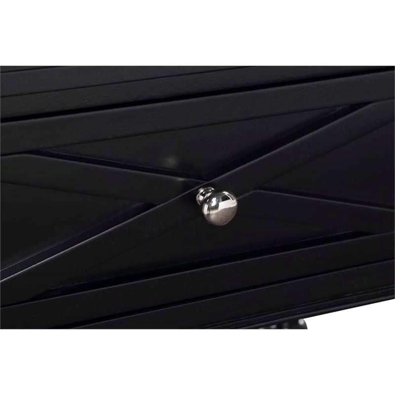 Convenience Concepts Country Oxford 2 Drawer Console Table in Black Wood Finish