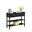 Convenience Concepts Country Oxford 2 Drawer Console Table in Black Wood Finish