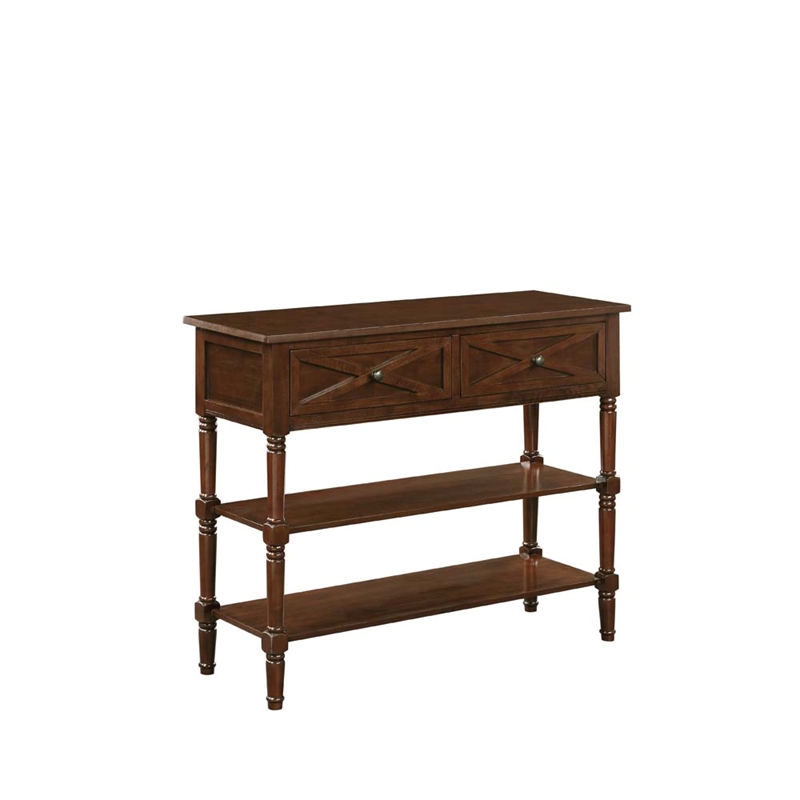 Convenience Concepts Country Oxford 2-Drawer Console Table Espresso Wood Finish