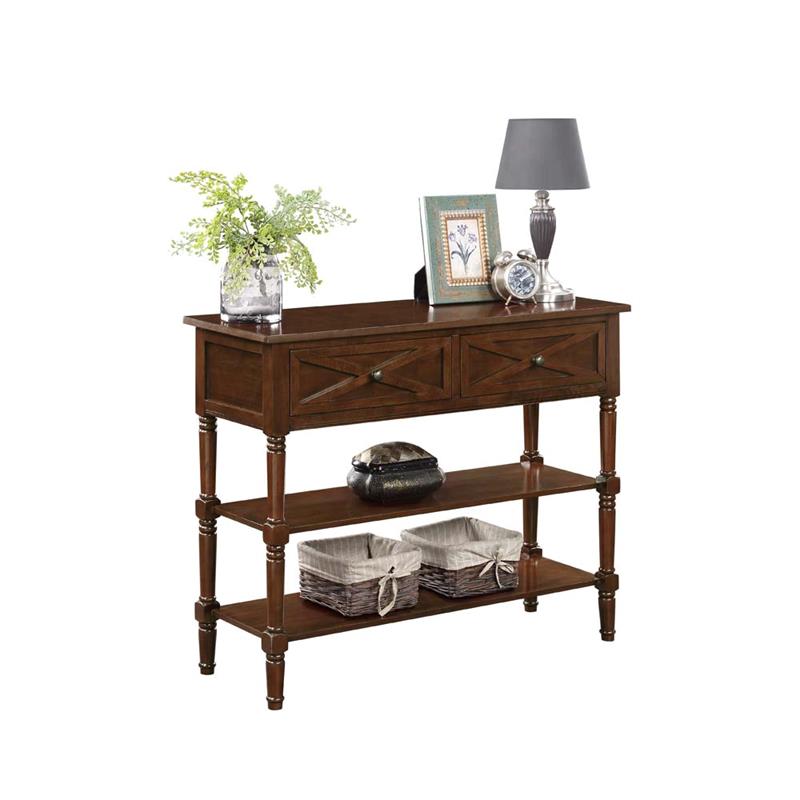 Convenience Concepts Country Oxford 2-Drawer Console Table Espresso Wood Finish