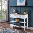 Country Oxford Two-Drawer Console Table in Driftwood Brown and White Wood Finish