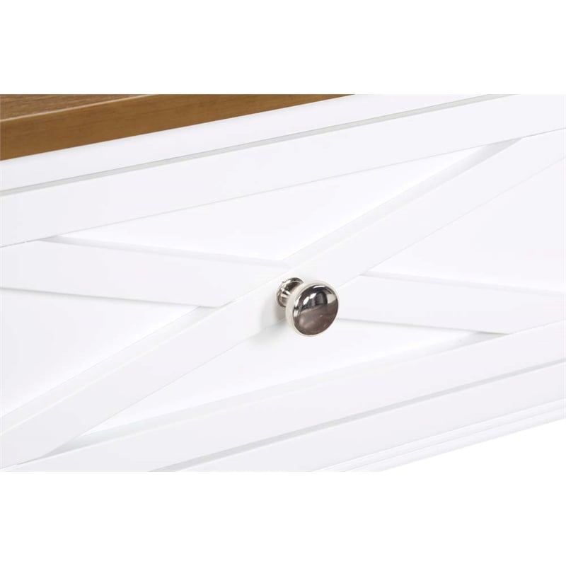 Country Oxford Two-Drawer Console Table in Driftwood Brown and White Wood Finish