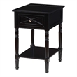 Country Oxford Square End Table with Charging Station in Black Wood Finish