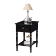 Country Oxford Square End Table with Charging Station in Black Wood Finish