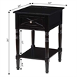Country Oxford Square End Table with Charging Station in Black Wood Finish