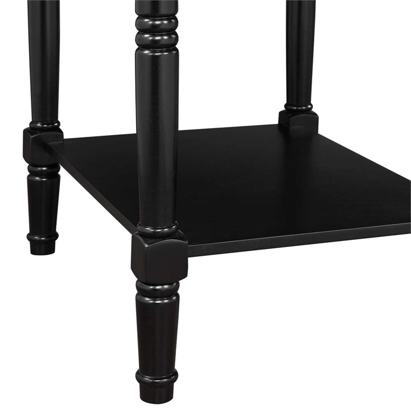 Country Oxford Square End Table with Charging Station in Black Wood Finish
