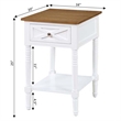 Country Oxford End Table with Charging Station in White and Caramel Wood Finish